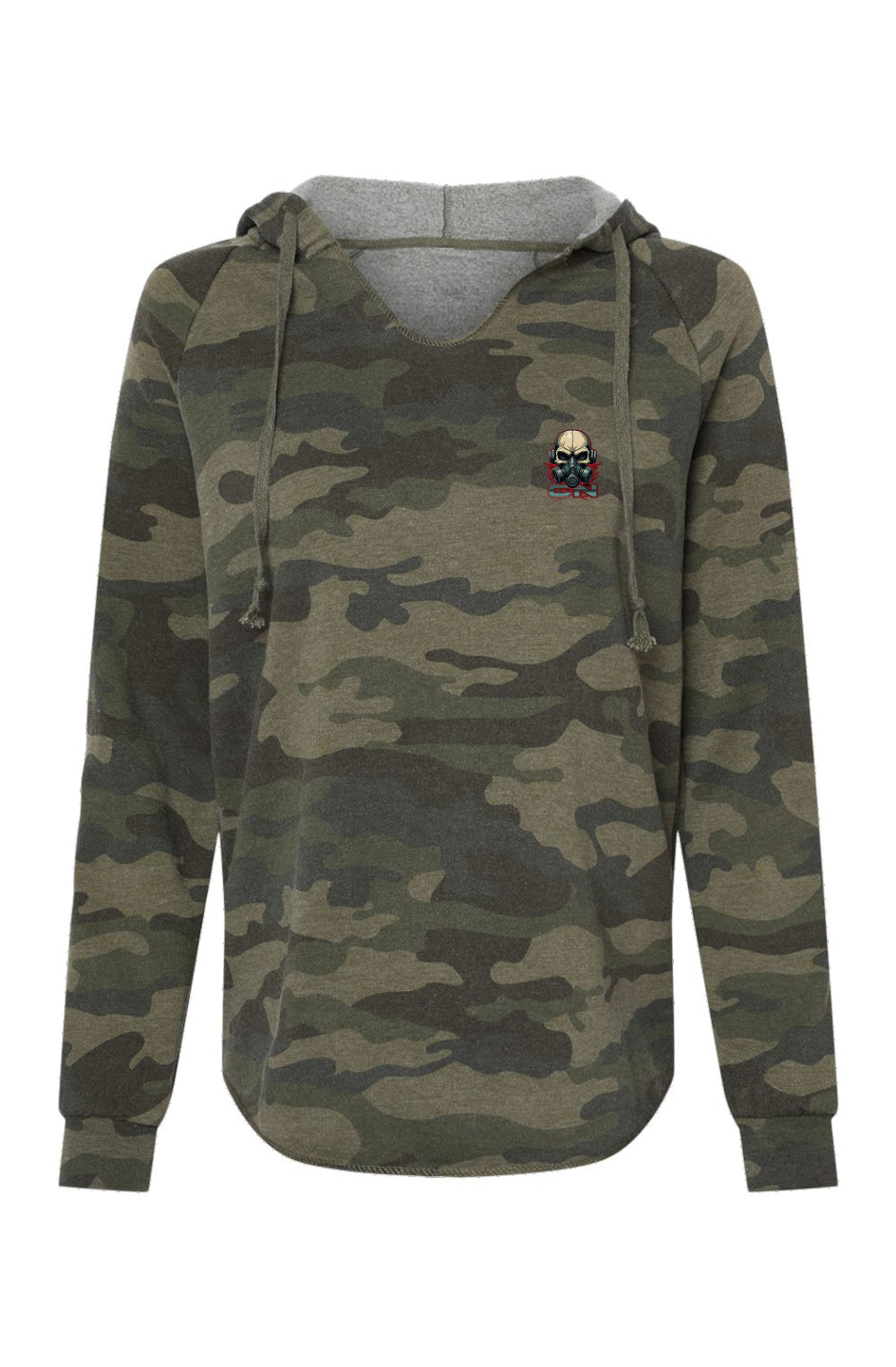 CN Embroidered Women's Lightweight Camo Hooded Sweatshirt
