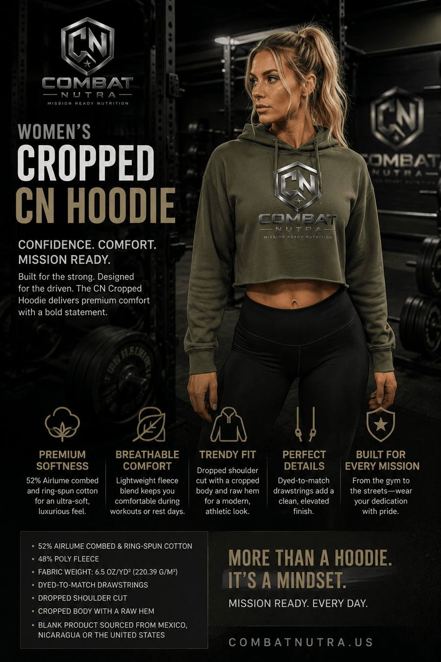 CN WOMENS BASIC MISSION Crop Hoodie